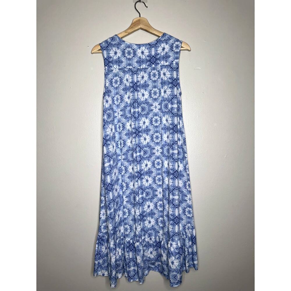 Beachlunchlounge Ireana Tiered Midi Dress in Pale Kaleidoscope Blue Size XS - Picture 7 of 7